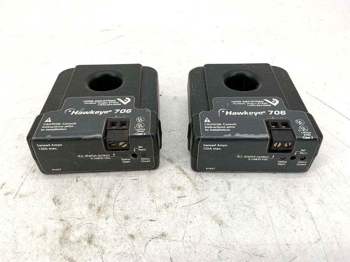 Lot of 2 New Veris Industries Hawkeye 706 Current Sensor Range 1-136A H-706