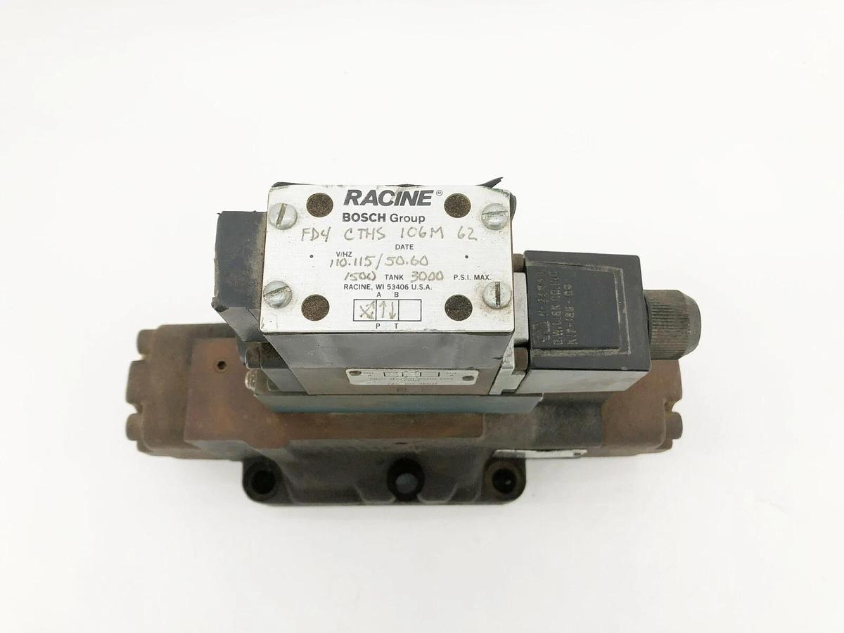 Used Bosch Racine FD4-CTHS-106M-62 Hydraulic Solenoid Valve 110/115V 3000psi Max
