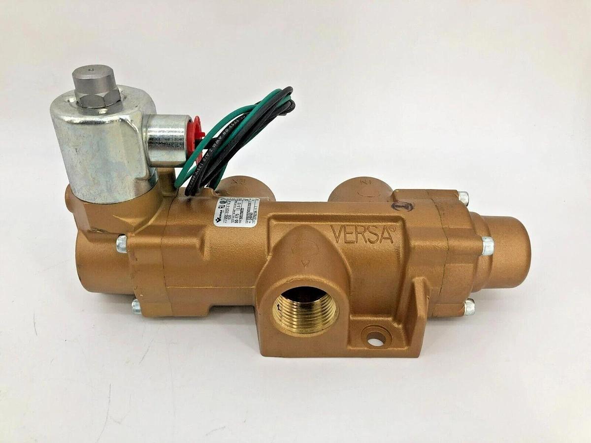 Used Versa VSG-3721-U-14-A120 3-Way Valve 120V 60HZ 1" Brass New Surplus