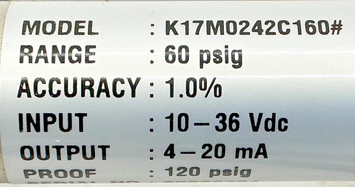 New Ashcroft K1-7-M02-42-C1 Transducer 60PSIG Accuracy 1% 10-36VDC K17M0242C1