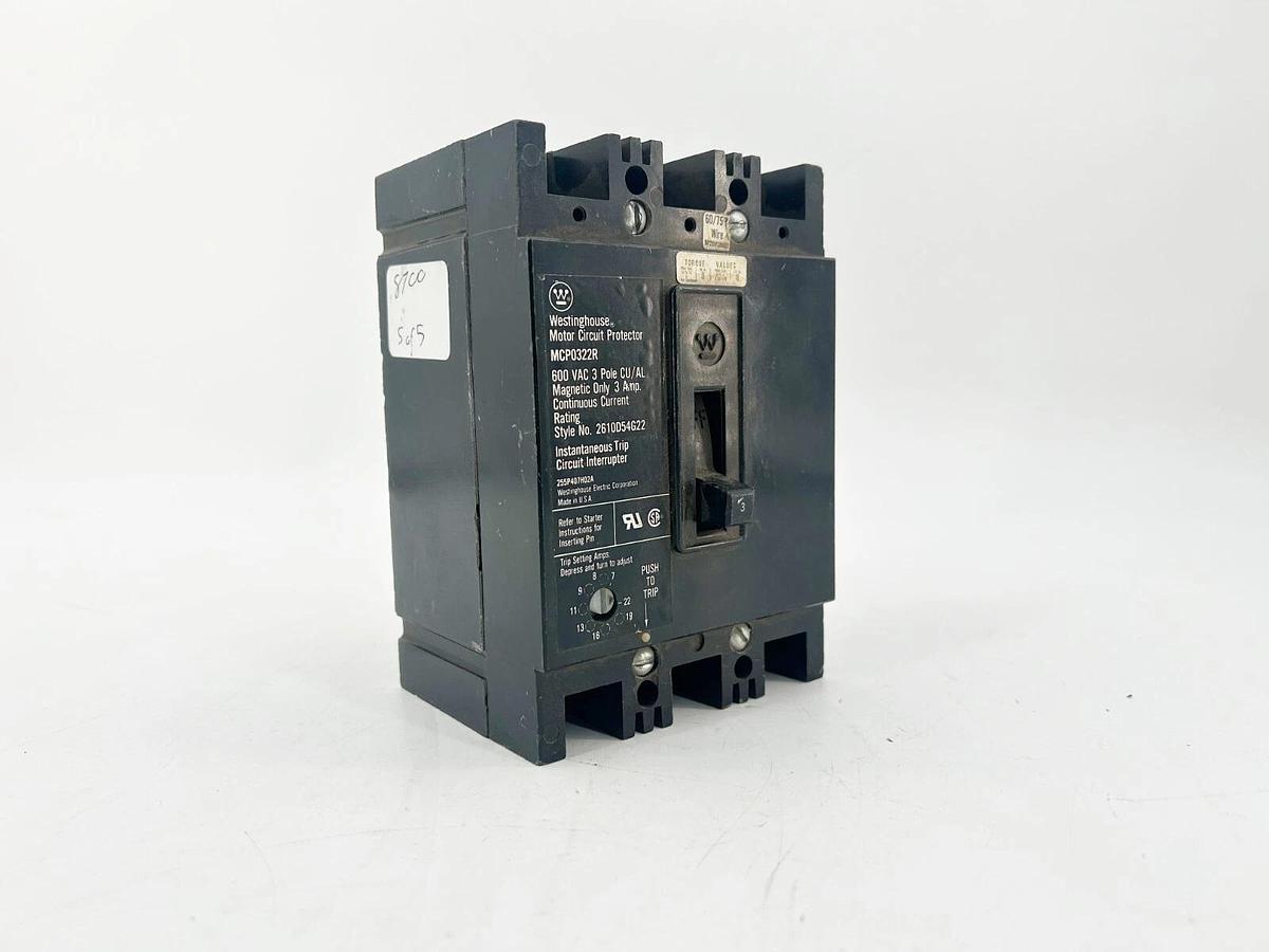 New Westinghouse MCP0322R Circuit Breaker 3P 600VAC 3A