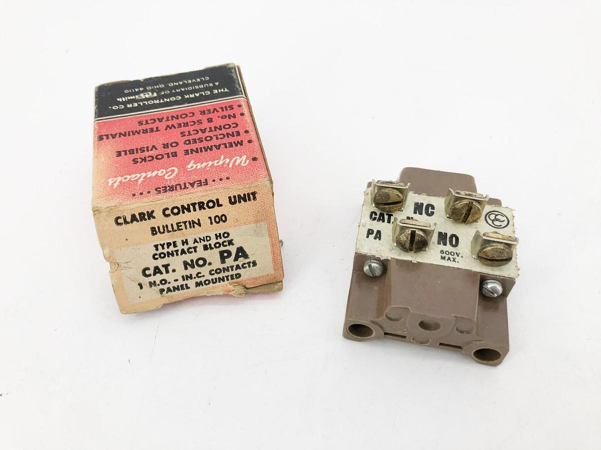 New Clark PA Type H And HO Contact Block 1NO/1NC 600VAC