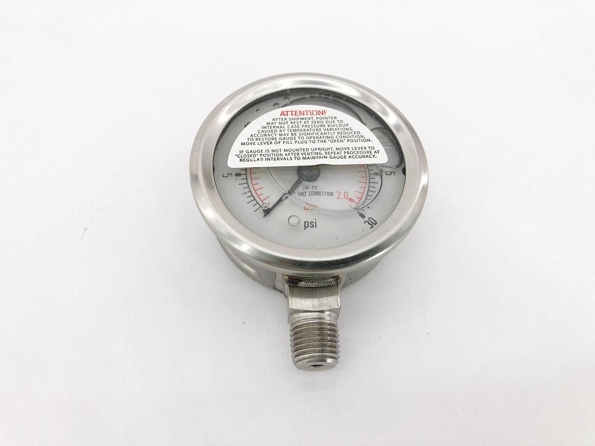 New Swagelok PGI-63C-PG30-LAO1-IS Gauge 2-1/2" 30psi 1/4" NPT LM Glycerin Fill