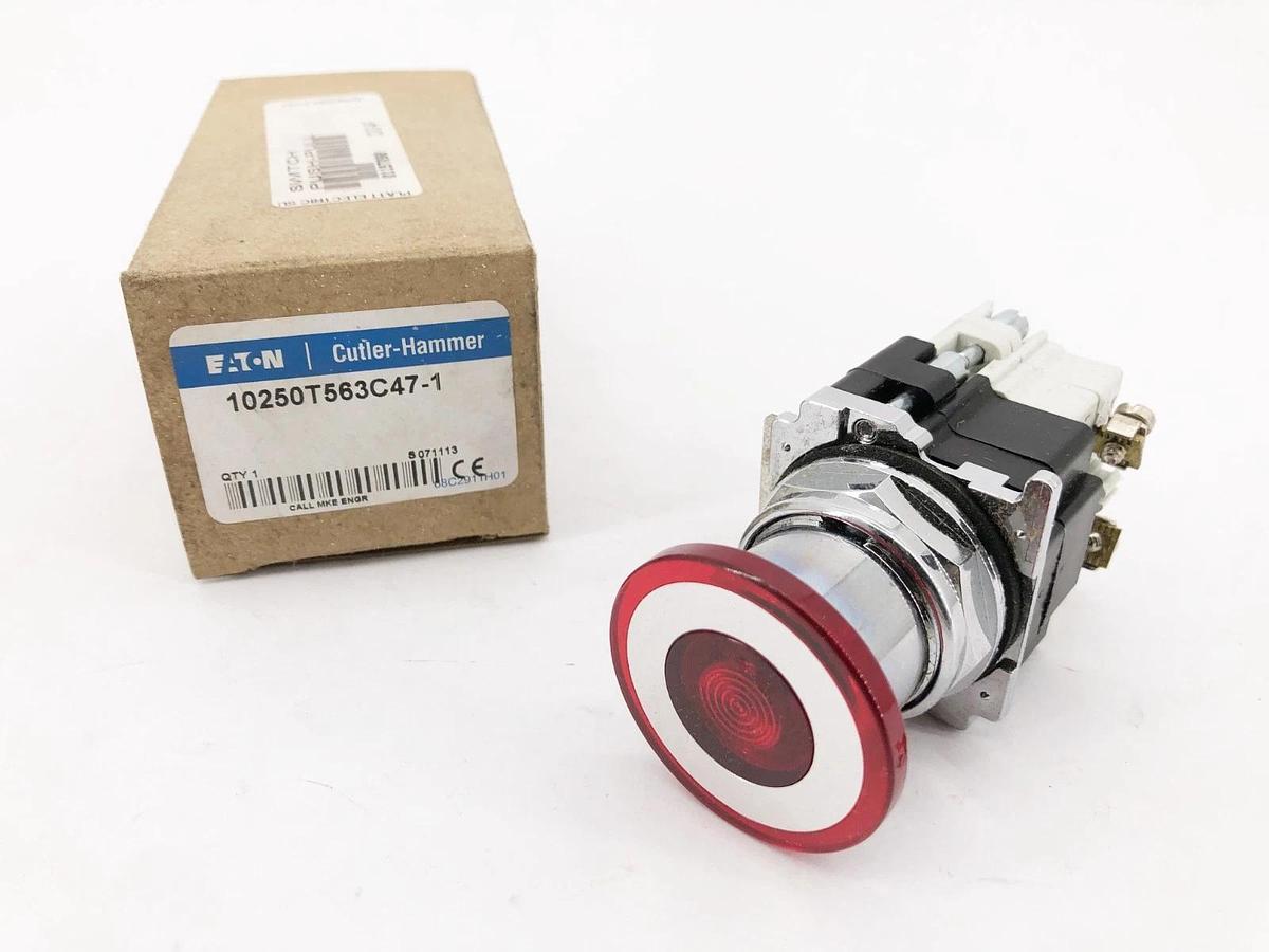 New Cutler-Hammer 10250T563C47-1 Red Illuminated Push-Pull Device 2-Pos