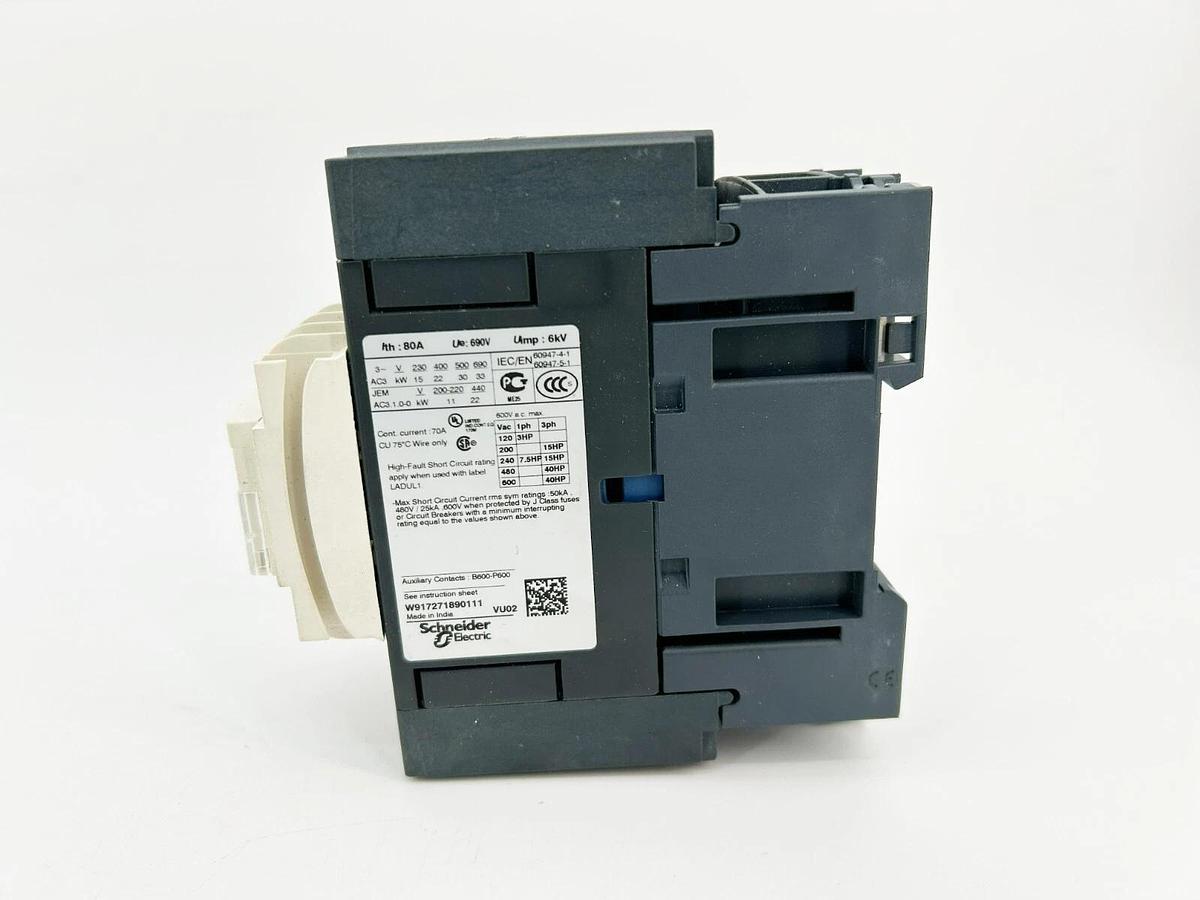 New Schneider Telemecanique LC1D50AT7 Non-Reversing IEC Contactor, 480VAC 3P 50A