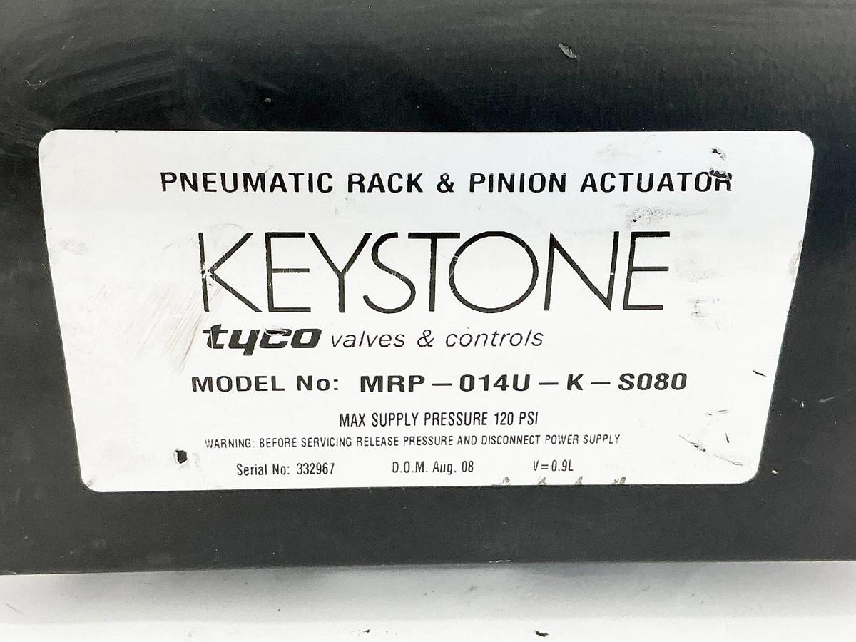 New Tyco Keystone MRP-014U-K-S080 Pneumatic Rack & Pinion Actuator 120PSI
