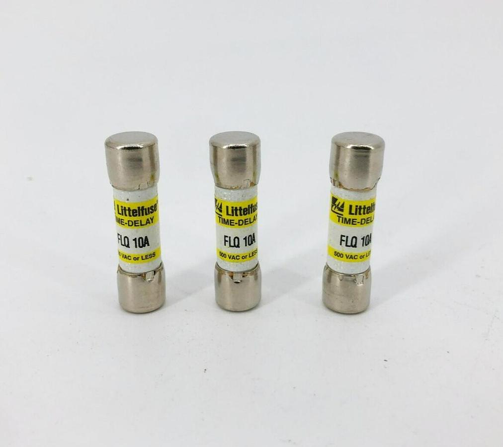 Lot of 3 New Littelfuse FLQ10A Time Delay Fuses 500V 10A