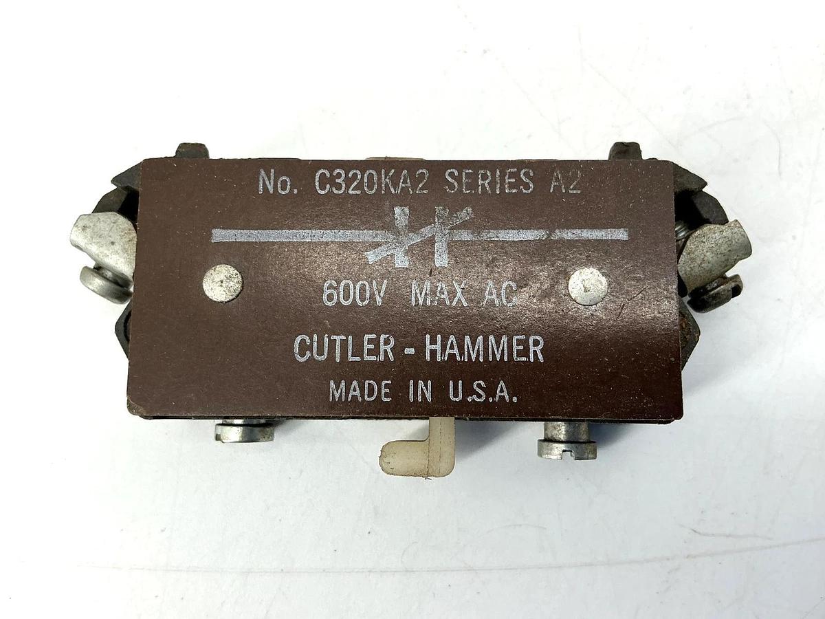 Used Lot of 2 Cutler-Hammer C320KA2 Ser A2 Base Auxiliary Contact 1NC 600VAC