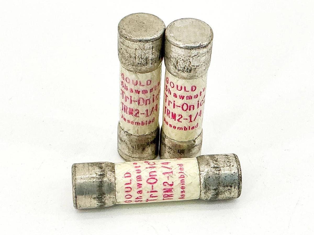 New Lot of 3 Gould Shawmut TRM2-1/4 Time Delay Fuse 2-1/4A 250V - No Box