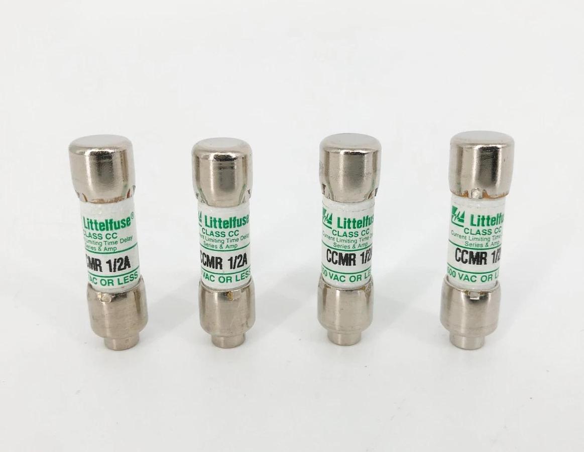 Lot of 4 New Littelfuse CCMR 1/2A Time Delay Fuses 1/2A 600VAC Class CC - No Box