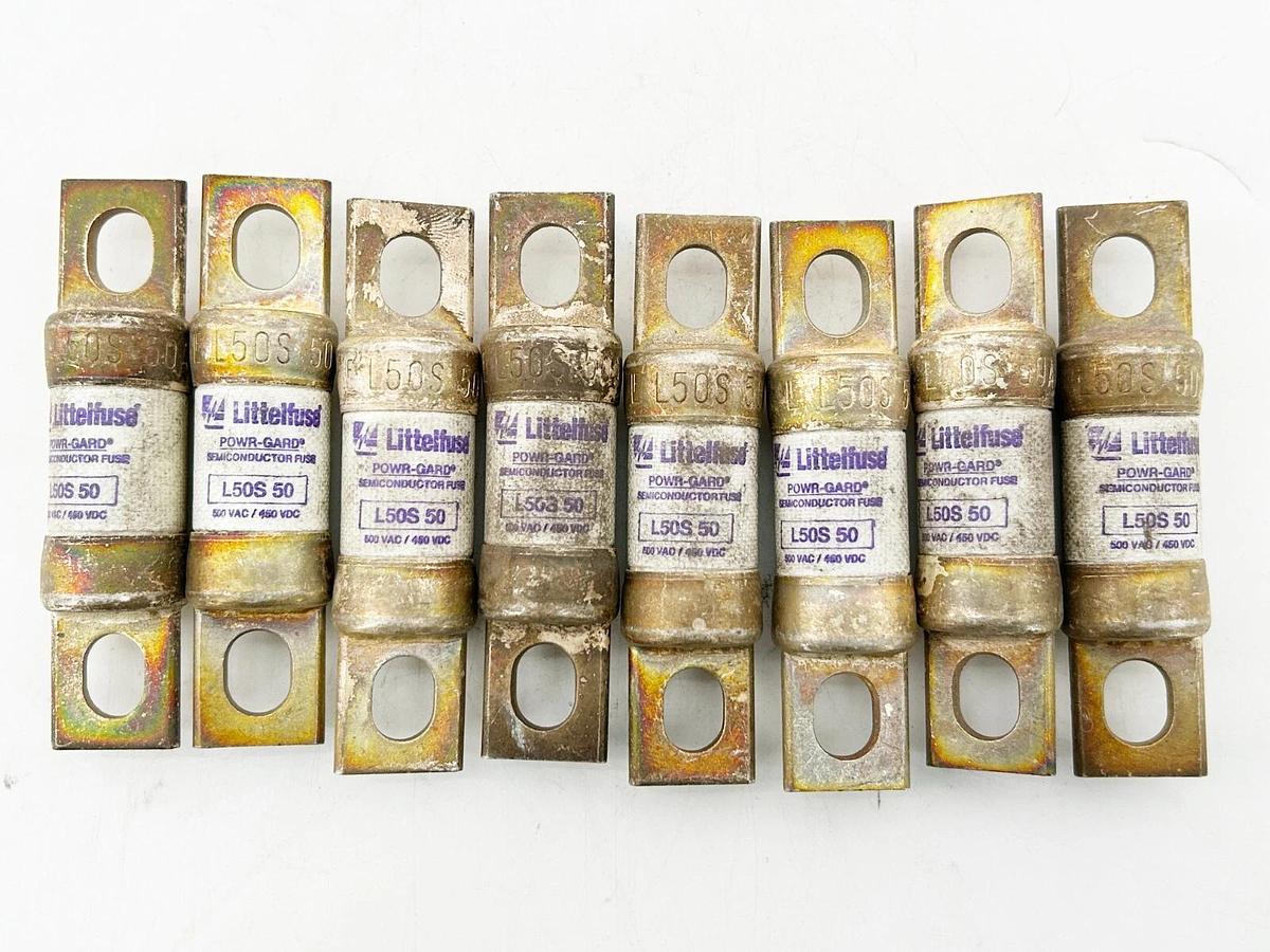 Used Lot of 8 Littelfuse L50S-50 Semiconductor Fuse 50A 500VDC