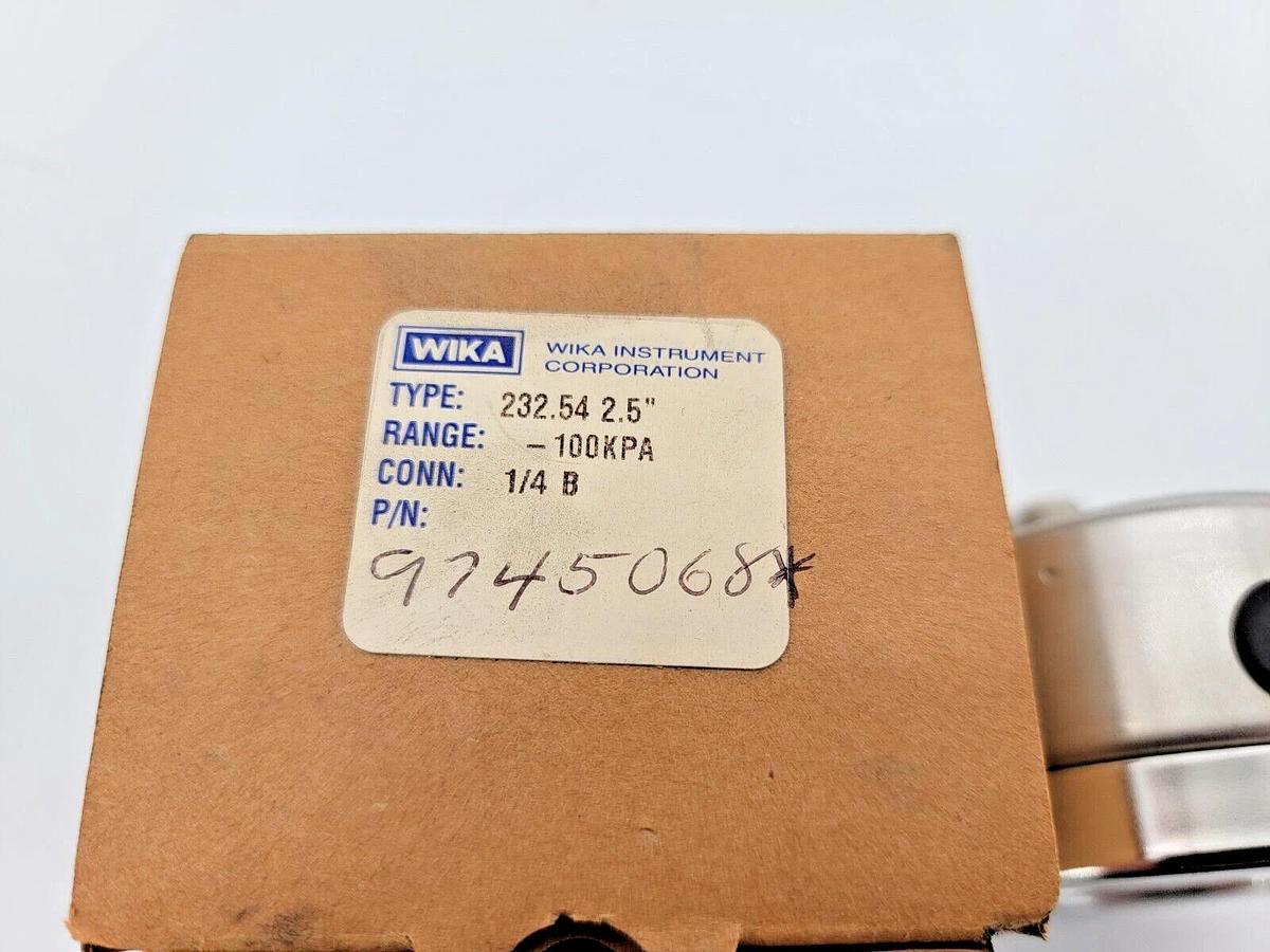 New Wika 9745068 232.54 2.5" Vacuum Pressure Gauge -100kPa / -30in.Hg, 1/4"NPT
