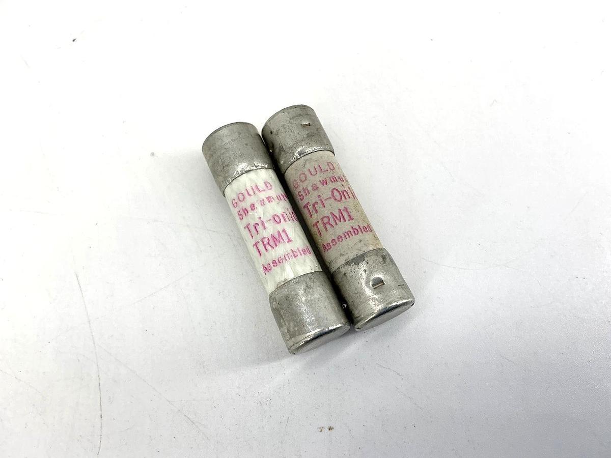 Used Lot of 2 Gould Shawmut TRM1 Tri-Onic Time-Delay Fuse 1A 250VAC