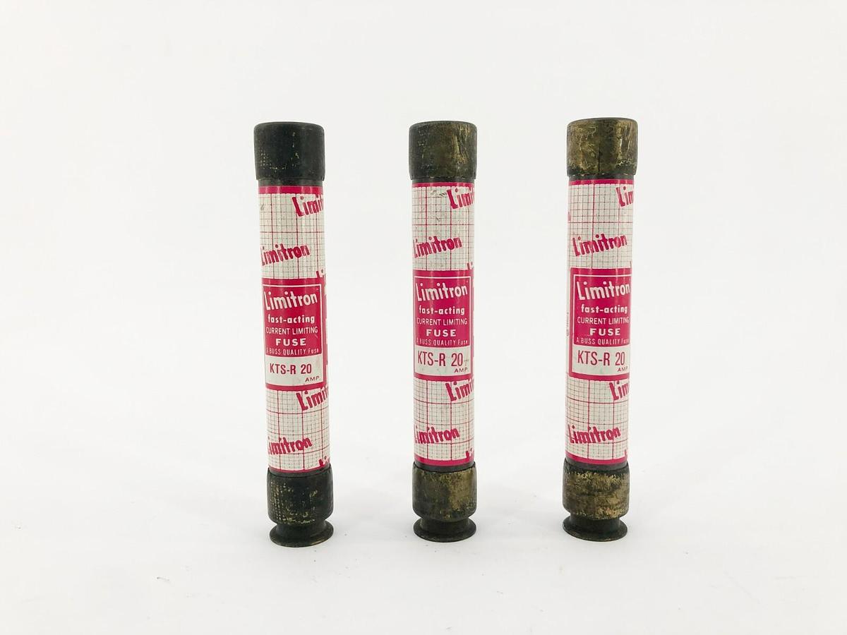 Used Lot of 3 Limitron KTS-R 20 Current Limiting Fuses 20A 600VAC Class RK1