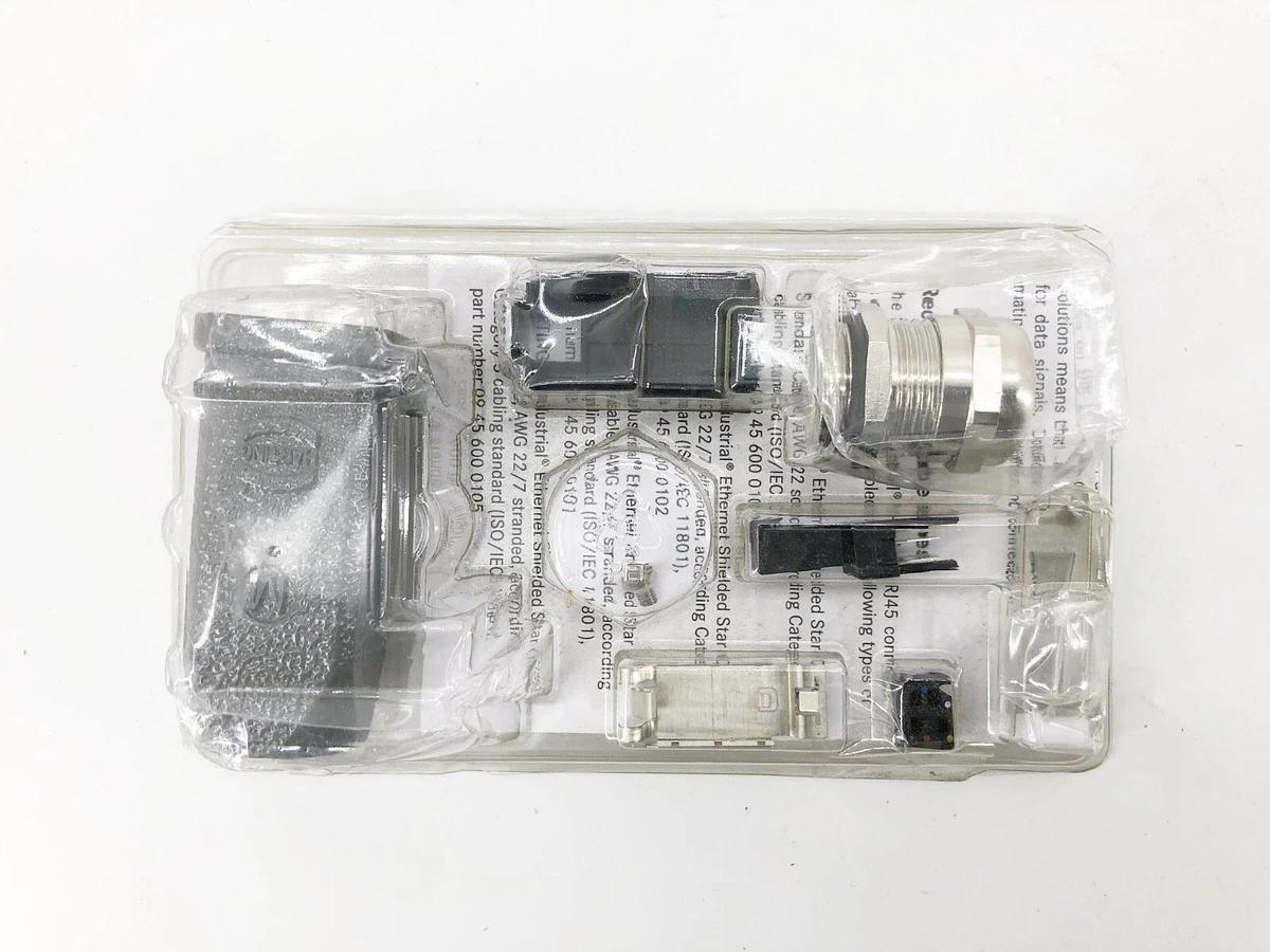 New Harting Han 3A RJ45 Connector Male Panel Mount Cat5 Straight 1 Port