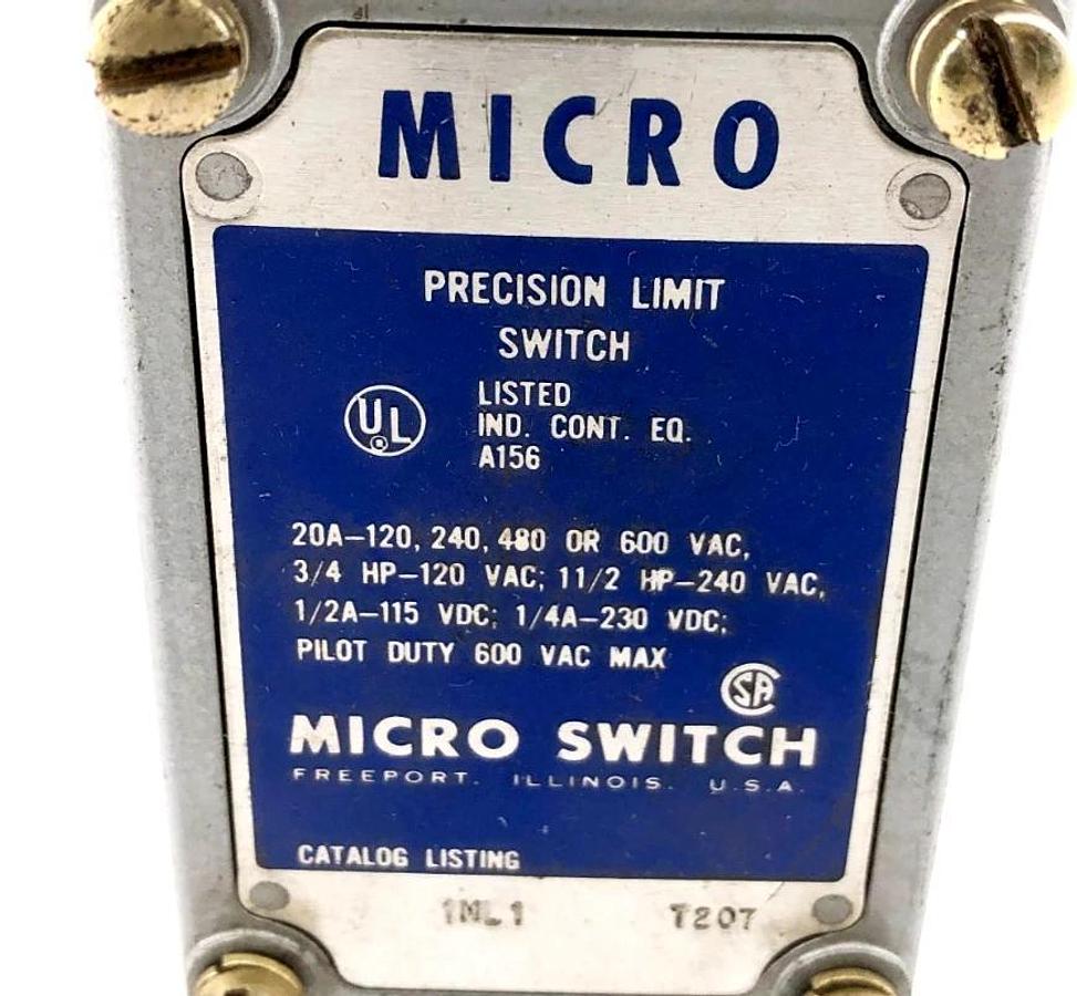 Used Honeywell Microswitch 1ML1 Precision Limit Switch 20A 600VAC