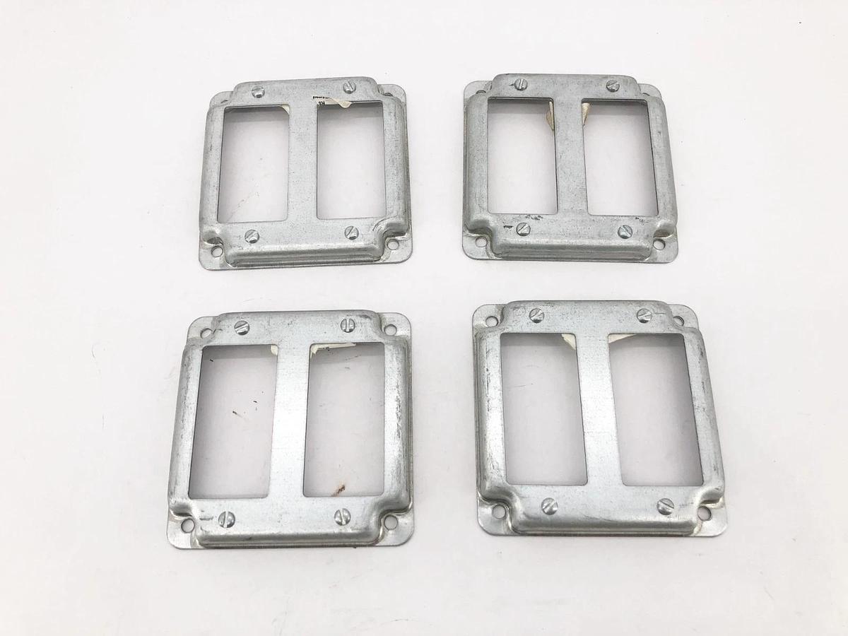 Lot of 4 New Steel City RS17CC Steel Outlet Box Covers 4" Sq. 2 GFCI - No Box