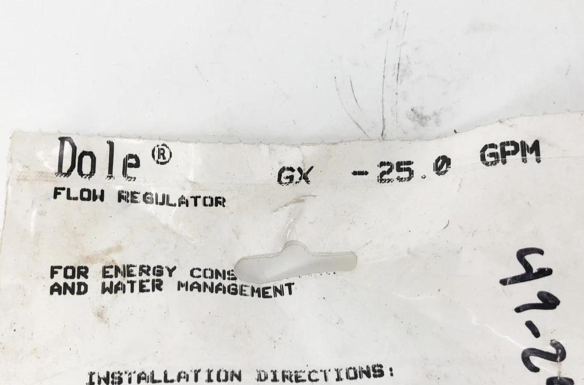 New Dole GX-25.0 GPM Flow Regulator 1" FNPT 125psi Max
