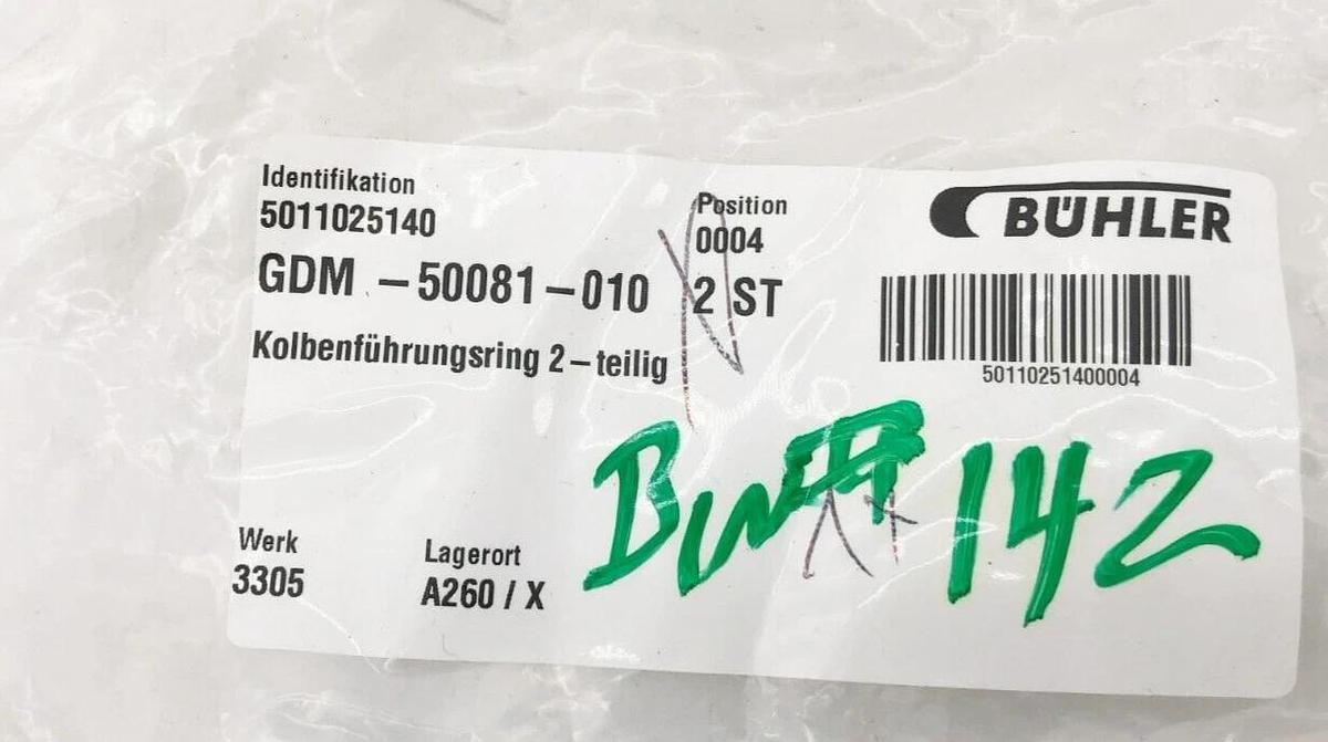 New Buhler GDM-50081-010 Piston Guide Ring 2-Parted