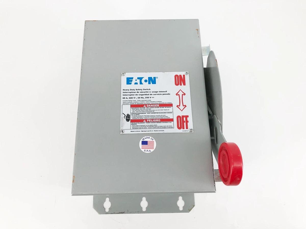 New Eaton DH362UDK Heavy Duty Safety Switch 60A 3P 600VAC 250VDC - No Box