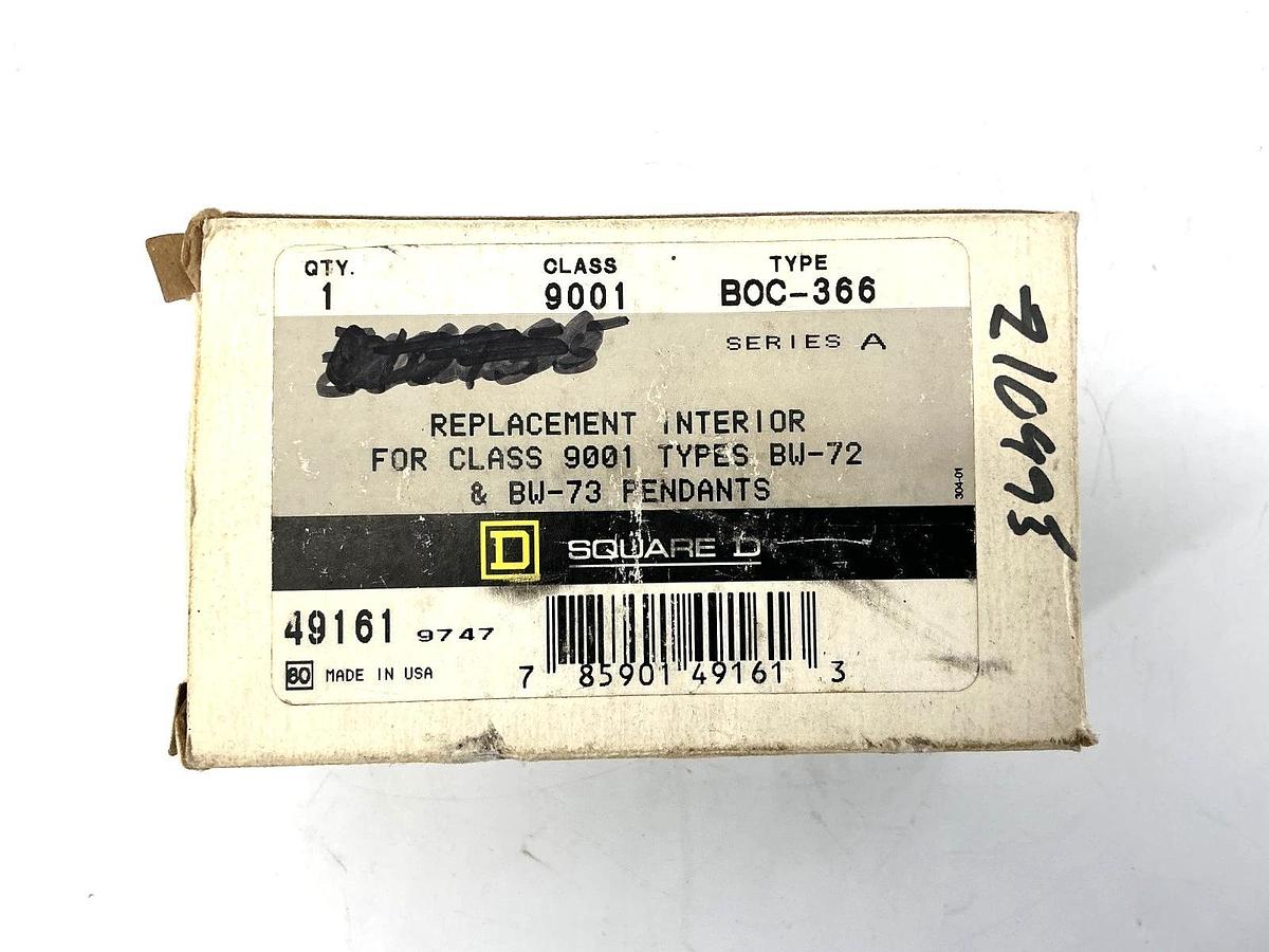 New Square D 9001BOC366 Ser A Replacement Interior for BW-72/73 Pendants 5A 600V
