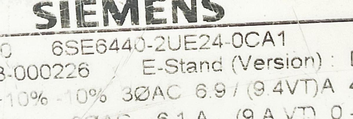 Used Siemens 6SE6440-2UE24-0CA1 AC Drive 440 5HP 6.1A 600V 2.2KW 63Hz - Missing Parts