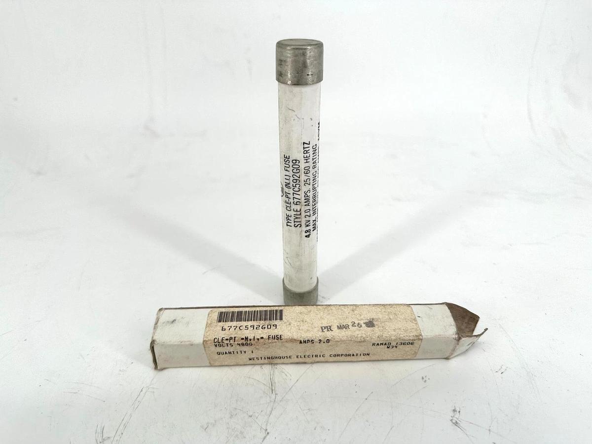 New Westinghouse 677C592G09 Type CLE-PT (NI) Fuse 2A 4.8KV 25/60HZ
