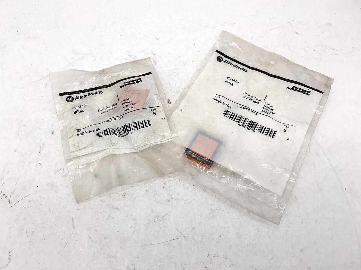 Lot of 2 New Allen Bradley 800A-N10A Pushbutton Large Square Lens Cap Amber
