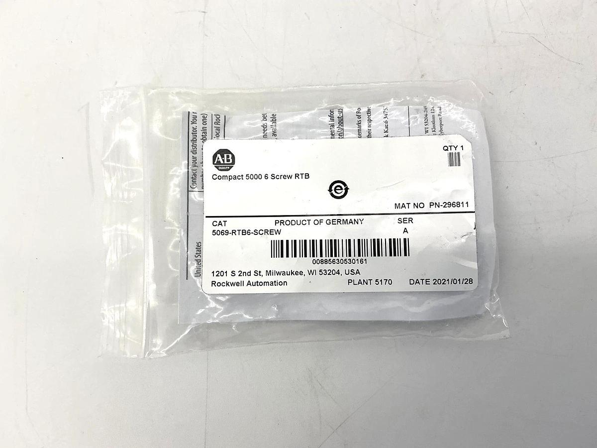 New Allen Bradley 5069-RTB6-SCREW Ser A Removable Terminal Block 6-Screw RTB