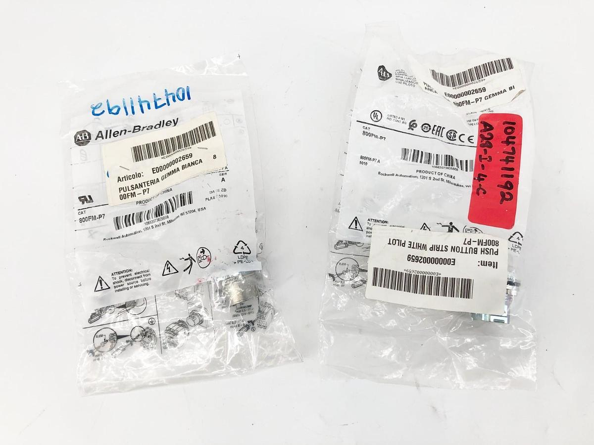 Lot of 2 New Allen Bradley 800FM-P7 Ser. A Pilot Indicator Light Clear 22mm
