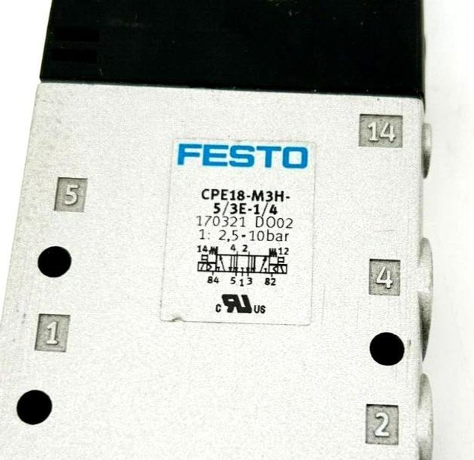 New Festo CPE18-M3H-5/3E-1/4 Solenoid Valve, 2,5-10 bar, 18mm,170321