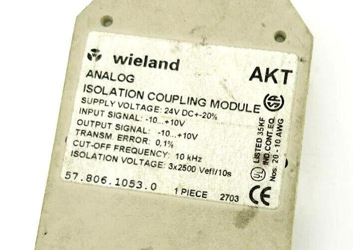 Used Wieland 57.806.1053.0 AKT Analog Isolation Coupling Module 24VDC