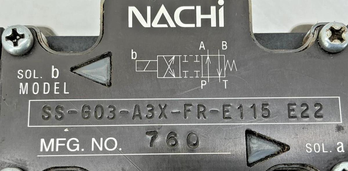 Used Nachi SS-G03-A3X-FR-E115-E22 Ser SS Directional Control Valve Wet Type 5075PSI