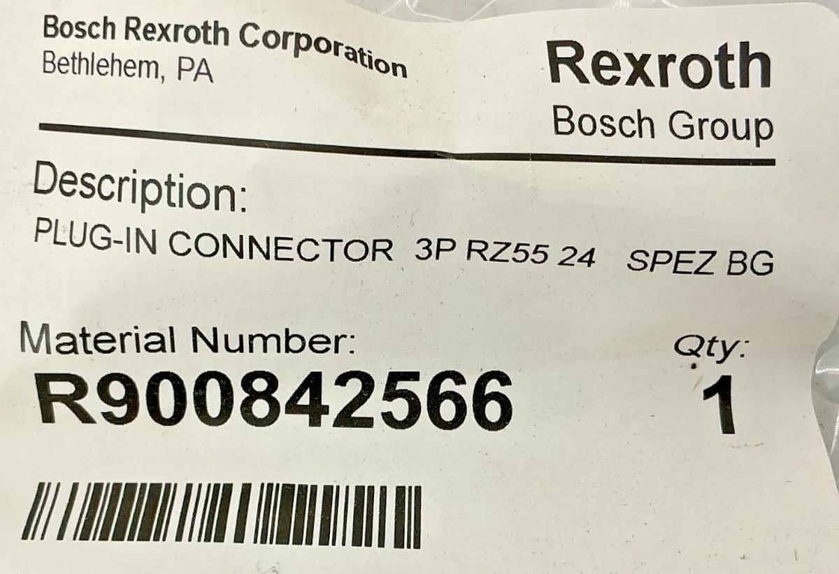New Bosch Rexroth R900842566 Plug-In Connector 3P 1.5A 24-240VDC/VDC