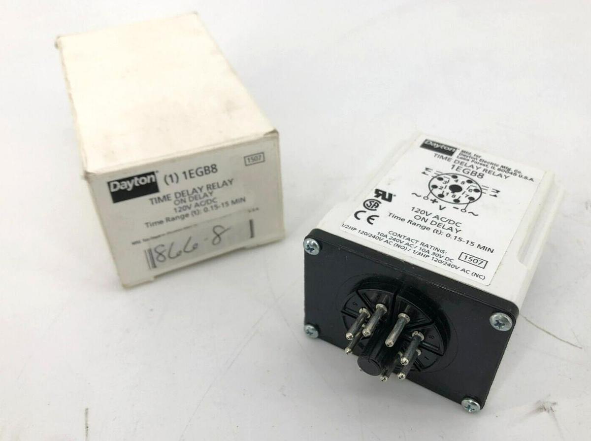 New Dayton 1EGB8 Time Delay Relay 120VAC 10A