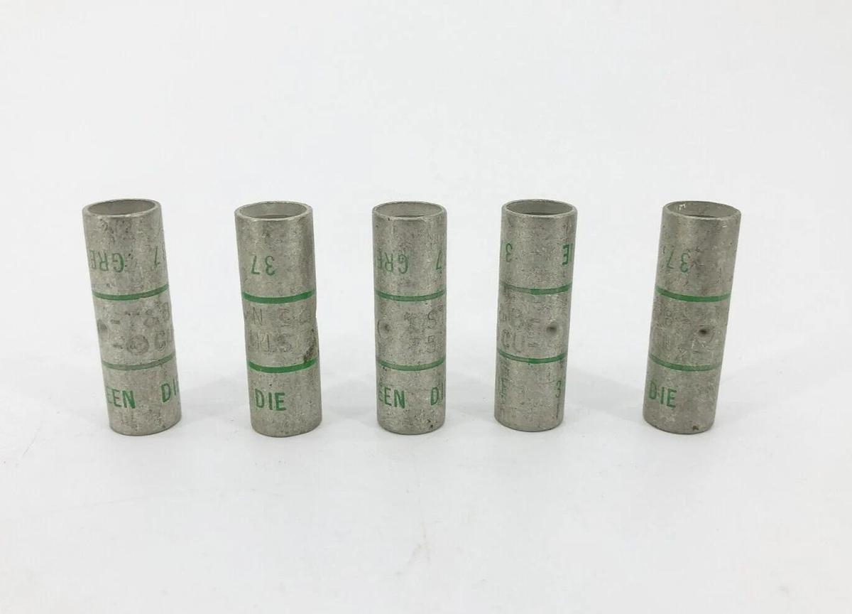 Lot of 5 New Thomas & Betts 1STR 75N Barrel Compression Splices Green Die 37