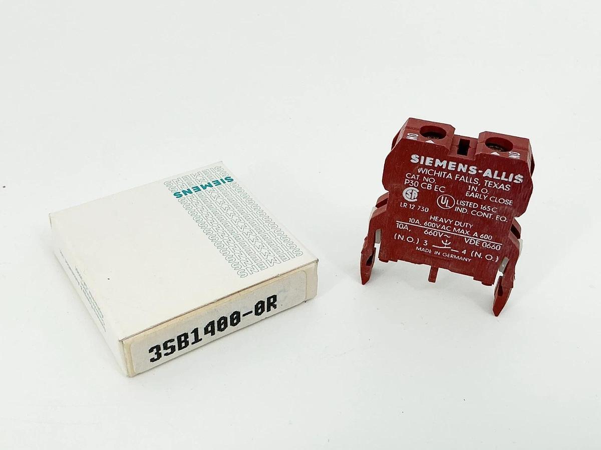 New Siemens 3SB1400-0R Contact Block 600V 10A P30CBEC