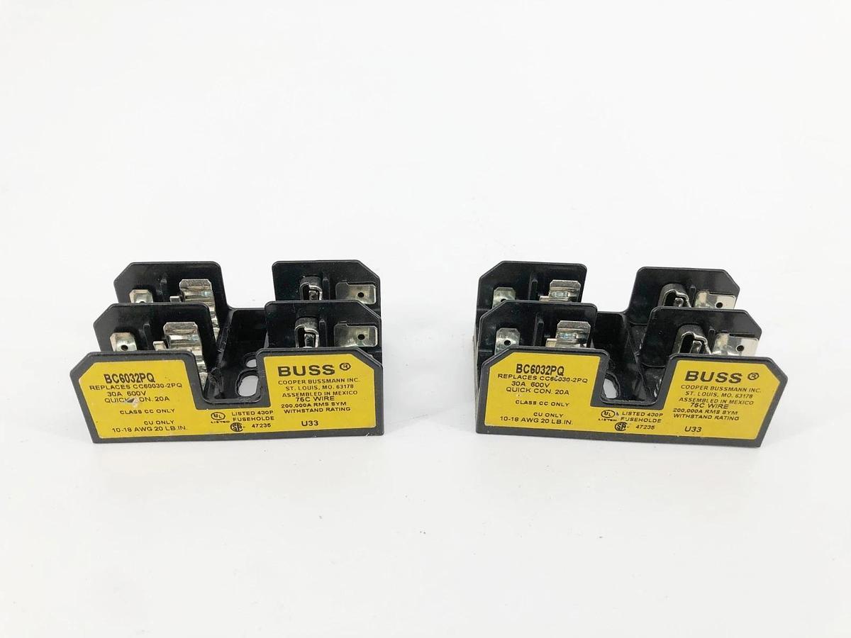 Lot of 2 New Bussmann BC6032PQ Fuse Holders 30A 600V - No Box