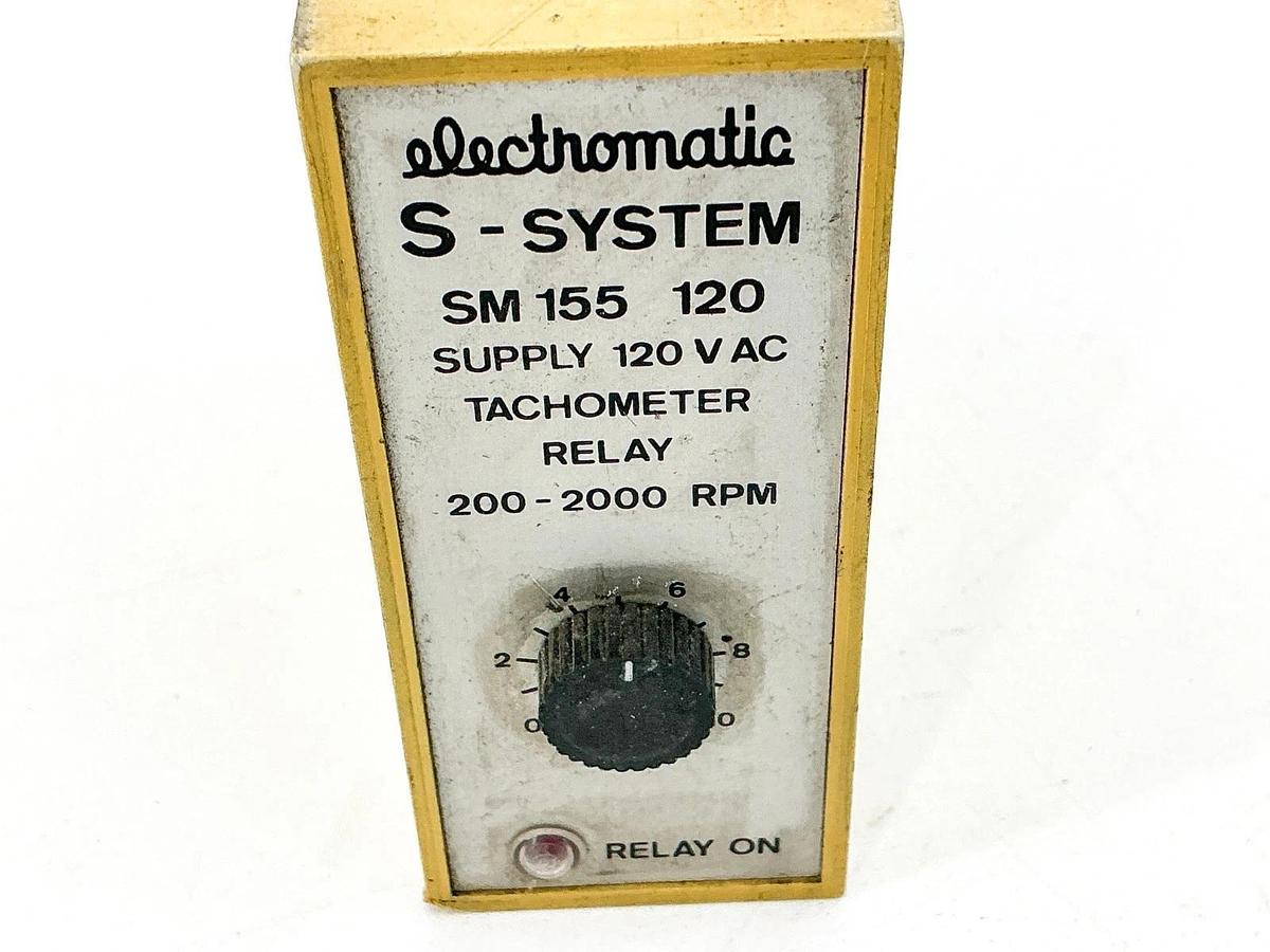 Used Electromatic SM155-120 Tachometer Relay 120VAC 200-2000RPM 10A 2W -No Box