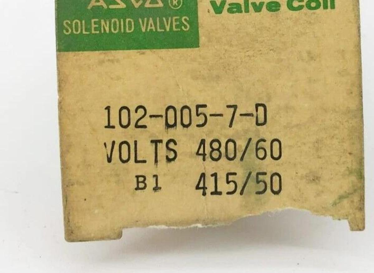 New Asco 102-005-7-D Solenoid Coil 415/480V 50/60HZ