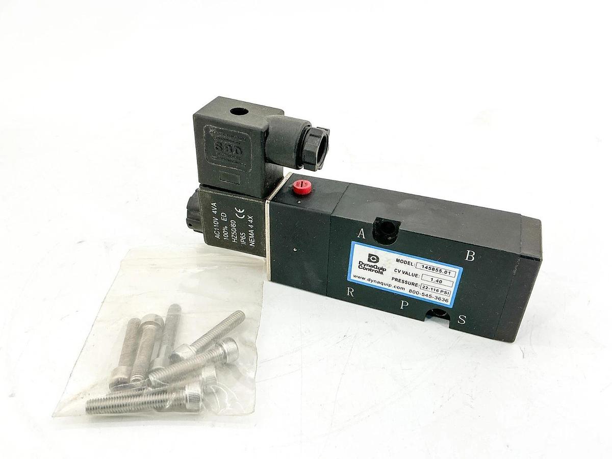 New DynaQuip 145855.01 Solenoid Valve 110V 22-116PSI CV Value 1.40 - No Box
