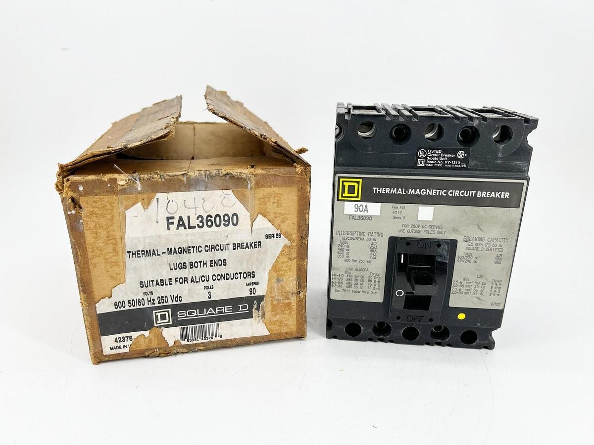 New Square D FAL36090 Circuit Breaker 3 Pole 600V 90A 60/60Hz