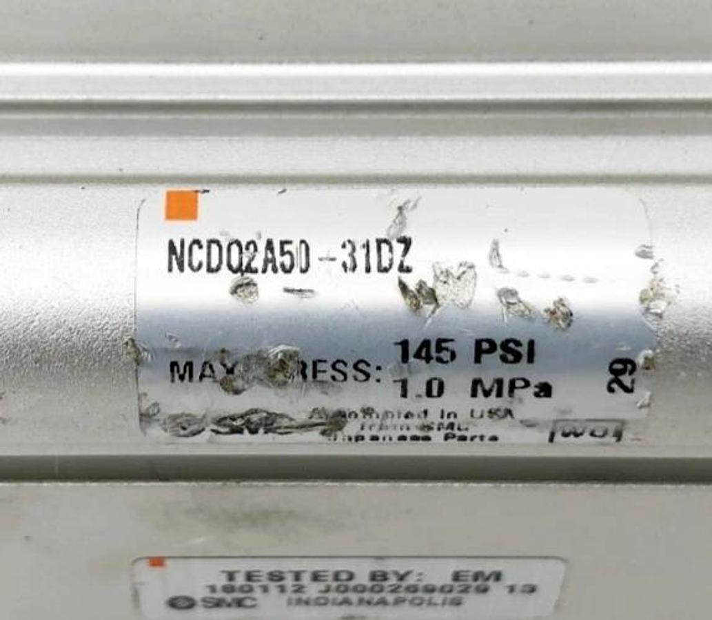 New SMC NCDQ2A50-31DZ Double Acting Compact Cylinder 145psi - No Box