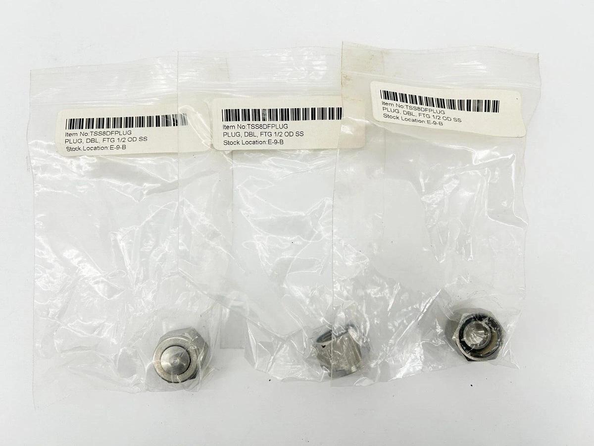 New Lot of 3 TYLOK TSS8DFPLUG Stainless Steel Plug 1/2" ID Tube Global Hex 316