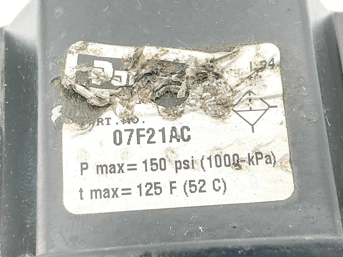Used Parker 07F21AC Pneumatic Lubricator 150PSI 1000kPa