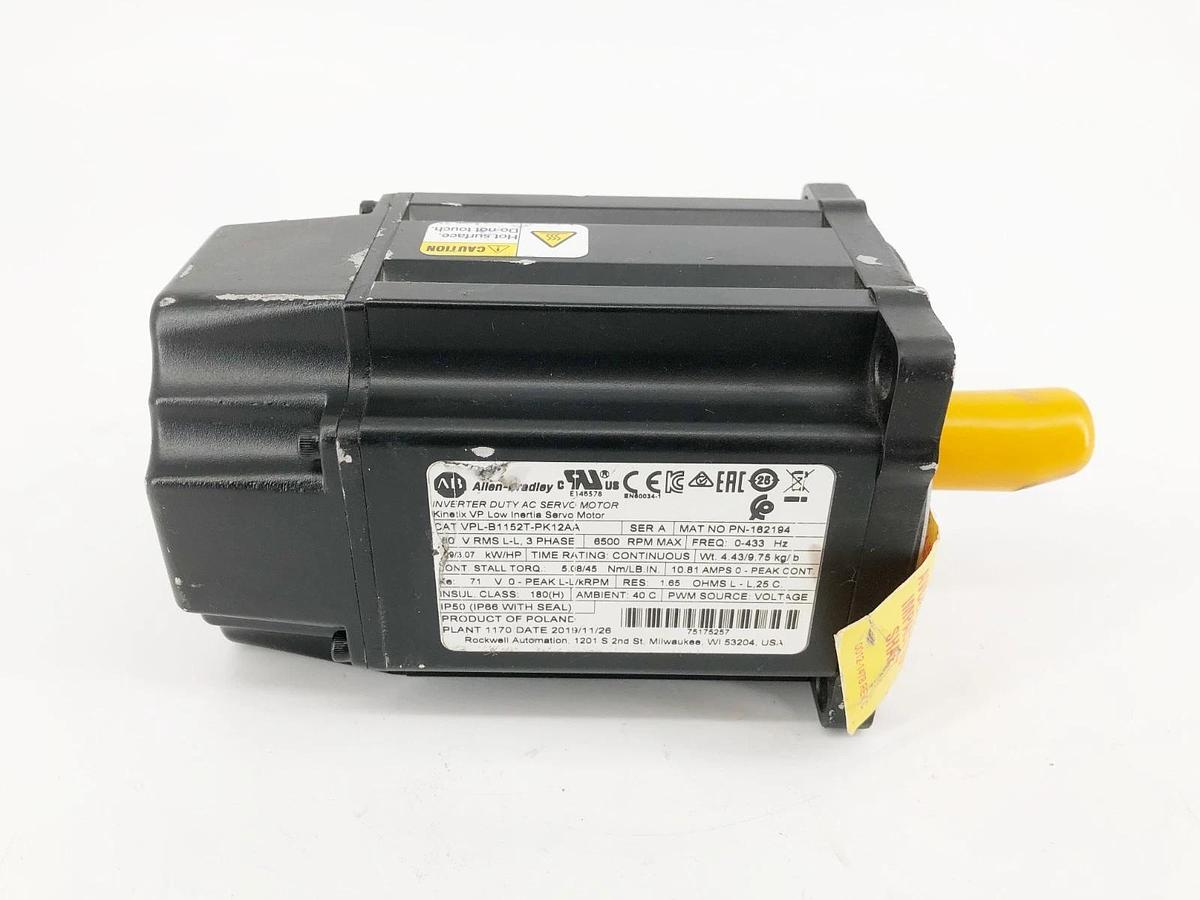New Allen Bradley VPL-B1152T-PK12AA Ser. A Servo Motor 3 Phase 6500rpm - No Box