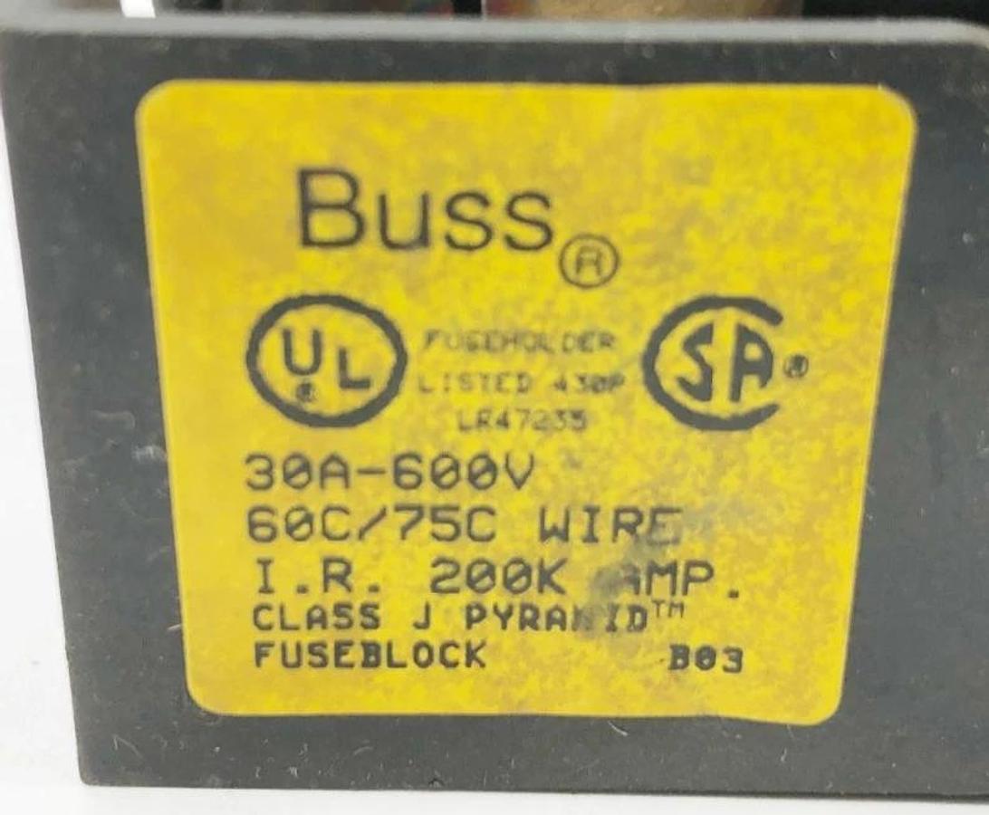 Used Lot of 5 Bussmann JP60030-3PR Fuse Holders 30A 600VAC 3 Pole