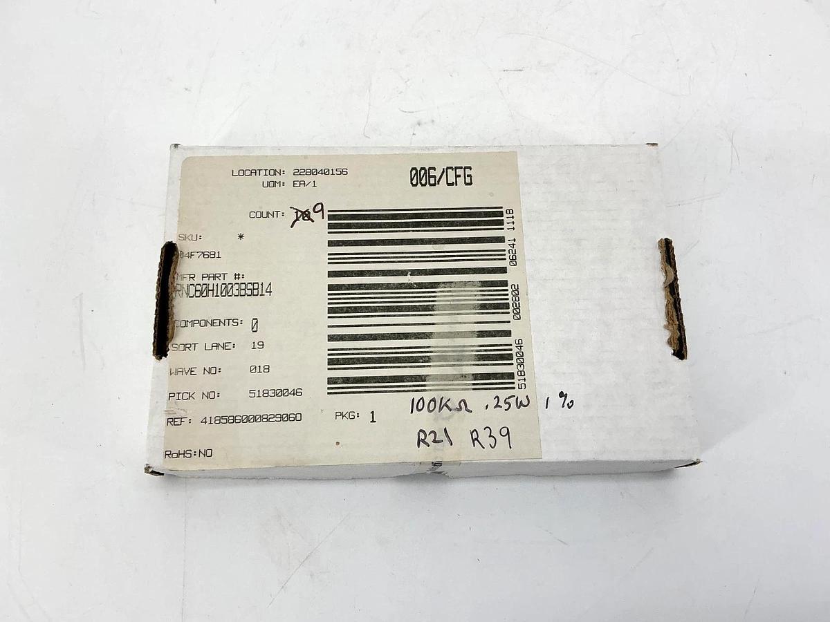 Box of 9 New RNC60H1003BSB14 Metal Film Resistor Resistance 100kOhms