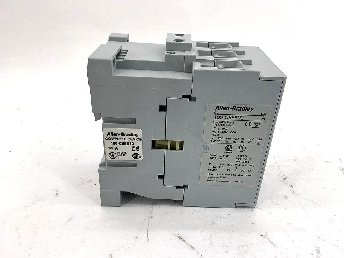New Allen Bradley 100-C85B10 Ser A Contactor 3-Poles 1 NO Aux 440/480V 100C85*00