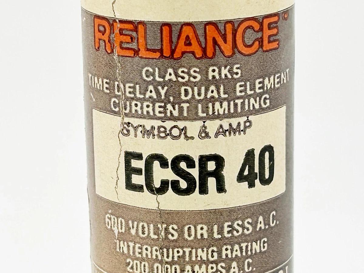 New Lot of 2 Reliance ECSR40 Time Delay Dual Element Fuse 40A 600V RK5